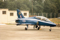 XX231 @ EGVA - Hawk T.1W, callsign Scarlet 1, of 19[Reserve] Squadron on the flight-line at the 1994 Intnl Air Tattoo at RAF Fairford. - by Peter Nicholson