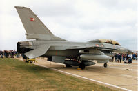 ET-612 @ MHZ - F-16B Falcon of Eskradille 730 Royal Danish Air Force based at Skrydstrup on display at the 1995 RAF Mildenhall Air Fete. - by Peter Nicholson