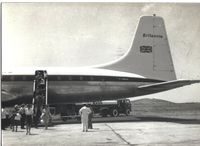 G-ARXA @ AHO - The aircraft was in early BUA livery. It operated charter flights to Alghero (Sardinia, Italy). The picture was taken probably in the summer 1961. - by Valter Battistoni