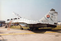 1303 @ EGVA - MiG-29UB Fulcrum of 1 SLP Slovak Air Force on display at the 1996 Royal Intnl Air Tattoo at RAF Fairford. - by Peter Nicholson