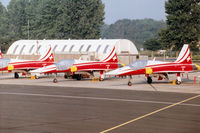 J-3081 @ EGVA - F-5E Tiger II of the Patrouille Suisse aerobatic display team on the flight-line at the 1996 Royal Intnl Air Tattoo at RAF Fairford. - by Peter Nicholson