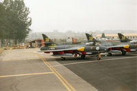 J-4025 @ EGVA - Hunter F.58 of the Patrouille Suisse aerobatic display team on the flight-line at the 1994 Intnl Air Tattoo at RAF Fairford. - by Peter Nicholson