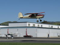 N77275 @ SZP - 1946 Cessna 140, Continental C85 85 Hp, landing Rwy 04 - by Doug Robertson