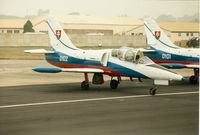 0102 @ EGVA - L-39C Albatross of the Slovak Air Force's White Albatross aerobatic display team on the flight-line at the 1994 Intnl Air Tattoo at RAF Fairford. - by Peter Nicholson