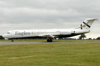 I-GIOA @ EGGW - Eagles Airlines charter with 1990 Fokker 100 (F28-0100), c/n: 11315 into Luton - by Terry Fletcher