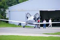G-VBCA @ EGNG - about to enter the hangar know locally as Area 51 at Bagby Airfield, Yorkshire - by Chris Hall