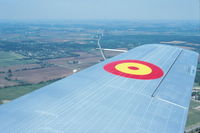 N332CA - Looking over right wing from rear cockpit, flying over the Geneva, IL area