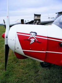 G-AXCY @ EGCJ - Betty Boop nose art - by Chris Hall