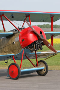 G-BVGZ @ EGBR - Fokker DR1 Triplane Replica at The Real Aeroplane Company, Breighton Airfield in April 2011. - by Malcolm Clarke