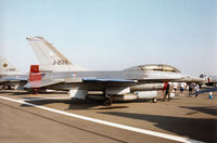 J-209 @ EGVA - F-16B Falcon of 322 Squadron of the Royal Netherlands Air Force at Leeuwarden on display at the 1996 Royal Intnl Air Tattoo at RAF Fairford. - by Peter Nicholson