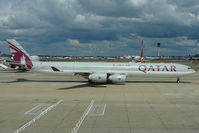 A7-AGB @ EGLL - 2005 Airbus 340-642, c/n: 715 of Qatar Airways taxying at Heathrow T4 - by Terry Fletcher
