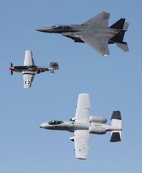81-0967 @ TIX - A-10 with F-15 and P-51 - by Florida Metal