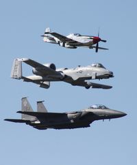 87-0171 @ TIX - F-15 with P-51 and A-10 - by Florida Metal