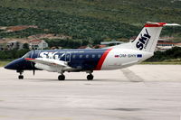 OM-SHY @ LDSP - SkyEurope Embraer Brasilia taxying on the platform of Split Kaštela Airport, Croatia. - by Henk van Capelle