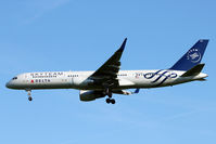 N717TW @ EGCC - 1999 Boeing 757-231, c/n: 28485 in Skyteam colours landing at Manchester - by Terry Fletcher