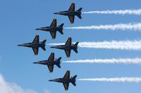 163705 @ KTVC - Blue Angels Delta Formation at the 2010 National Cherry Festival Air Show - by Mel II