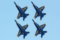 163705 @ KTVC - US Navy Blue Angels Diamond Formation at the 2010 National Cherry Festival Air Show - by Mel II
