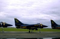 154983 @ HRL - A-4F Skyhawk 154983 Blue Angel 5 taxying to the active runway at the 1978 Confederate Air Force's Harlingen Airshow. - by Peter Nicholson