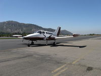 N401CF @ SZP - 1967 Cessna 401, two Continental TSIO-520 Turbocharged 300 Hp each, 8 seats, taxi - by Doug Robertson