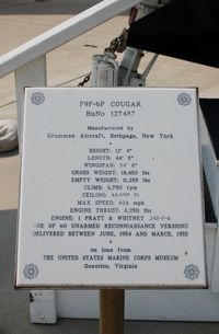 127487 @ NKT - Grumman F9F-6P Cougar Information Plaque at the Havelock Tourist & Event Center, Havelock, NC - by scotch-canadian