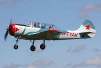 G-TYAK @ EGBR - Bacau Yak-52, an airfield resident at Breighton Airfield's Wings & Wheels Weekend, July 2011. - by Malcolm Clarke