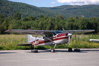 LN-BDF @ ENNO - Cessna A185E parked on the platform of Notodden airfield, Norway. - by Henk van Capelle