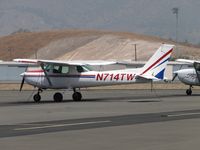 N714TW @ POC - Tied down and parked in transient parking - by Helicopterfriend