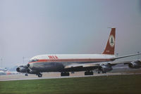 OD-AFD @ LHR - Boeing 707-3B4C of Middle East Airlines joining Runway 27L at Heathrow in November 1974. - by Peter Nicholson