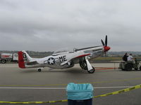 N4132A @ CMA - 1944 North American/Aero Classics P-51D MUSTANG 'Pecos Bill', Packard license-built Rolls-Royce V-1650-7 Merlin 1,695 Hp. Limited class, tow on taxi line - by Doug Robertson