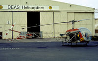 G-AXCD @ CVT - Bell 47G-2  of British Executive Air Services (BEAS) Helicopters as seen at Coventry in the Summer of 1977. - by Peter Nicholson
