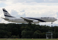 4X-EKI @ LSGG - Landing rwy 23 - by Shunn311