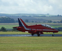 XX294 @ EGQL - Red arrows hawk arrives at Leuchars airshow 2010 leaving trail of water spray from the wet runway - by Mike stanners