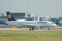 D-AILE @ EGCC - Lufthansa Airbus A319 Taxiing at Manchester Airport - by David Burrell