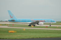 G-BYAO @ EGCC - Thomson Boeing 757-204 taxiing. - by David Burrell