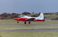 G-JPTV @ EGFH - Marked XW354 representing the lead aircraft of the Poachers aerobatic team in the mid 1970's. Actually the aircraft was XW355 in RAF service. Departing Swansea Airport for solo aerobatic practice in summer 2003. - by Roger Winser
