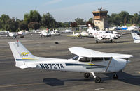 N972TA @ KPAO - Confluence Systems Consulting (San Jose, CA) 2002 Cessna 172S running-up engine @ Palo Alto, CA - by Steve Nation