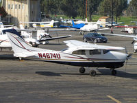 N4674U @ KPAO - DSacramento, CA-based 1983 Cessna T210N running-up engine @ Palo Alto, CA - by Steve Nation