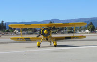 N74031 @ KWVI - Boeing PT-17BW (USAAC 41-25629) painted as US Navy N2S 413 yellow cs and green band taxying (head on shot) @ Watsonville Fly-In - by Steve Nation