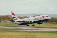 G-DOCN @ EGCC - British Airways Boeing 737-436 taking off Manchester Airport. - by David Burrell