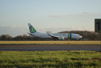 PH-HSE @ EHGG - The braking Transavia 798 which is just landed runway 23. - by Jorrit de Bruin