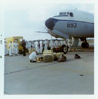 N251CE @ LERT - 1953 Douglas C-118A Liftmaster, US Navy S/N 153693, Ex US Air Force 53-3241, now civil registry N251CE at Naval Air Station, Rota, Spain - 1969 - by scotch-canadian