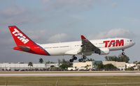 PT-MVV @ MIA - TAM A330 landing Runway 9 by El Dorado Furniture - by Florida Metal