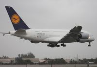 D-AIME @ MIA - Lufthansa A380 passing by a rainy El Dorado location - by Florida Metal