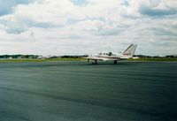 N44664 @ HYA - 1982 Cessna 414A N44664 at Barnstable Municipal Airport, Hyannis, MA - July 1986 - by scotch-canadian
