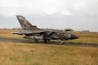 ZA608 @ EGQS - Tornado GR.1, callsign Abbot 1, of 15(Reserve) Squadron taxying to Runway 05 at RAF Lossiemouth in September 1994. - by Peter Nicholson