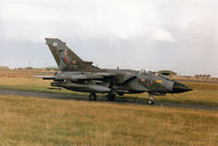 ZA549 @ EGQS - Tornado GR.1, callsign Abbot 2, of 15(Reserve) Squadron taxying to Runway 05 at RAF Lossiemouth in September 1994. - by Peter Nicholson