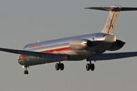N582AA @ KORD - American Airlines McDonnell Douglas DC-9-82  RWY 28 approach KORD. - by Mark Kalfas