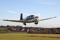 D-EKNA @ X5FB - Mooney M20F Executive. Wheels up on take off from Fishburn Airfield, January 2012 - by Malcolm Clarke