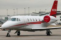 N575NR @ EGBB - Unable to get into Wellesbourne because of snow,
this 2008 Cessna 560XL, c/n: 560-5759 diverted to Birmingham and was photographed on the Elmdon ramp - by Terry Fletcher