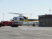 N120LA @ POC - Lifting straight up into a hover awaiting clearence to cross active runway - by Helicopterfriend
